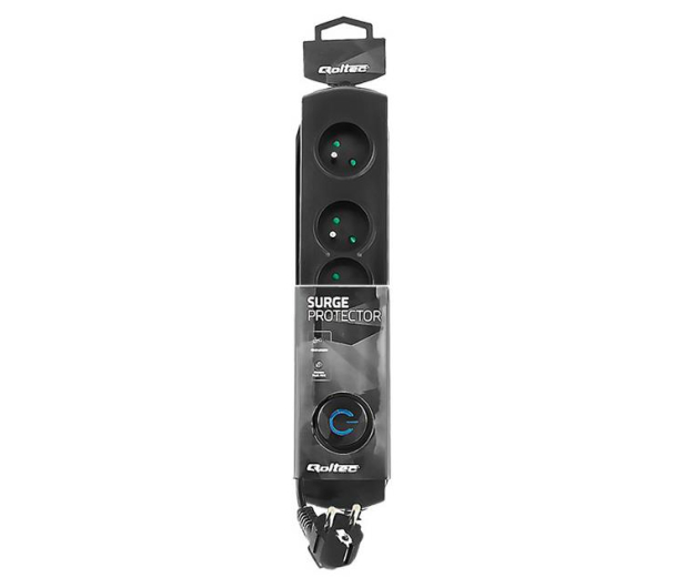 QOLTEC Listwa antyprzepięciowa - 4 gniazda, 1,5m, czarna 50104 - 488578 - zdjęcie 4